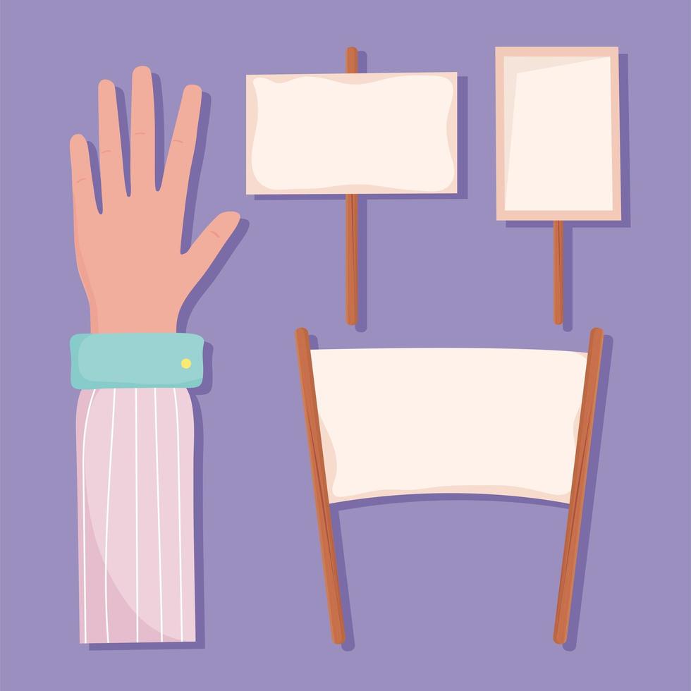 hand and banners vector