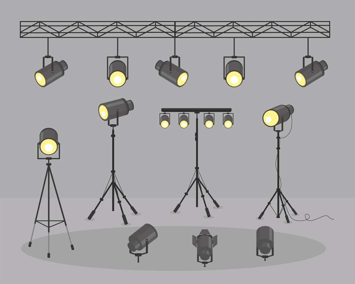spotlight lamps set vector