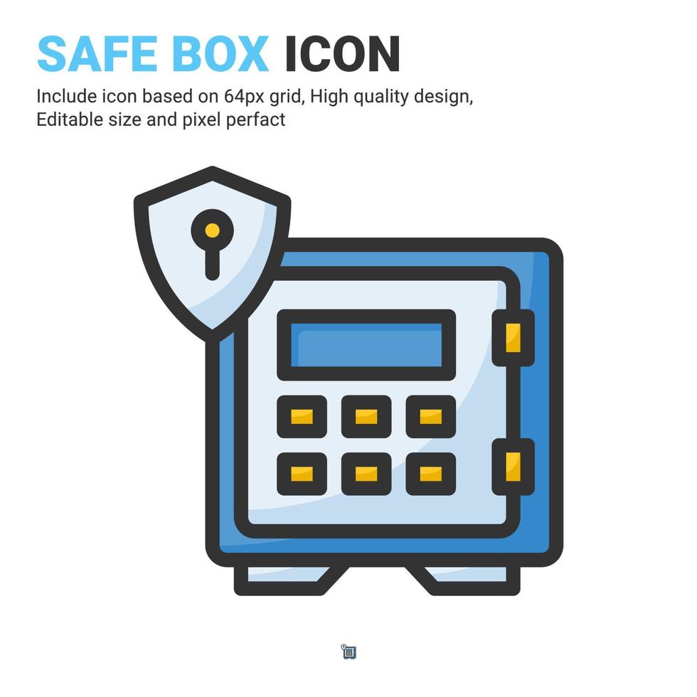 vector de icono de caja fuerte con estilo de color de contorno aislado sobre fondo blanco. ilustración vectorial concepto de icono de símbolo de signo de caja de seguridad para negocios digitales, finanzas, industria, empresa, aplicaciones y proyectos