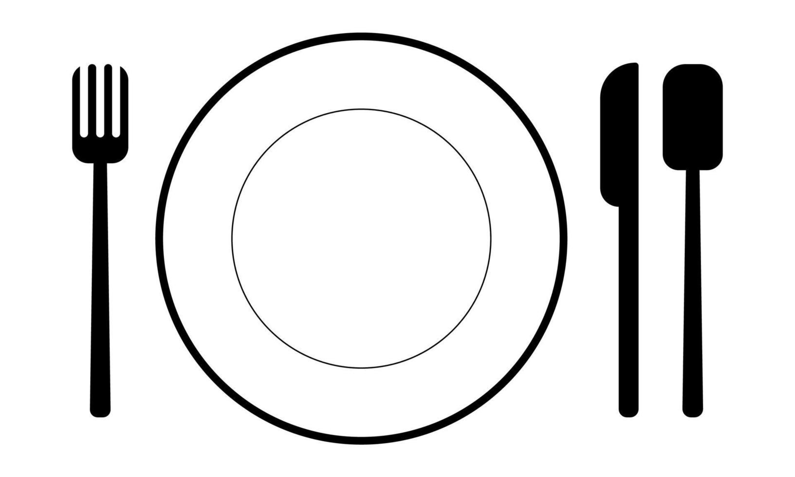 Fork, knife, Spoon and dinner plate. Icon vector illustration