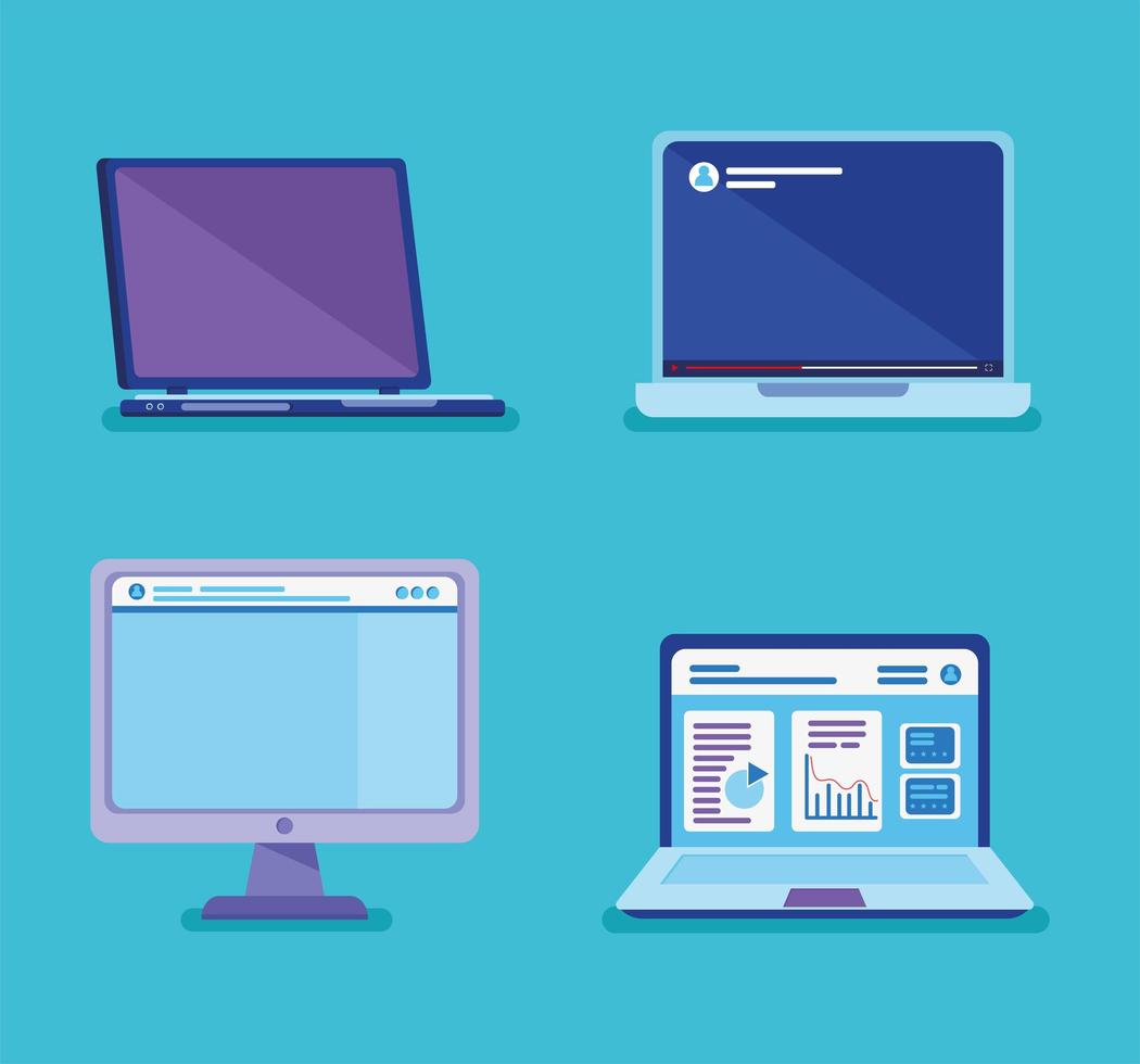 four computers devices vector