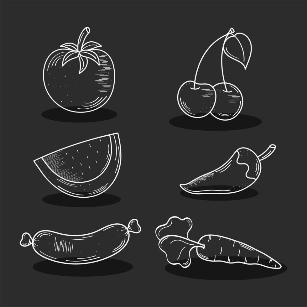 Food and eat symbol set vector