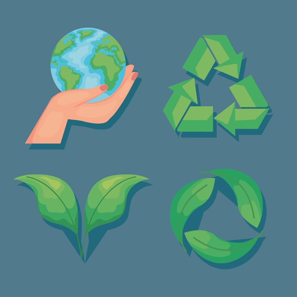 eco friendly four icons vector