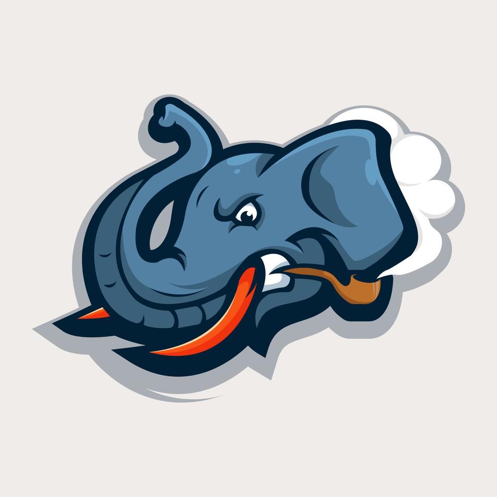 angry elephant smoking mascot logo design illustration vector