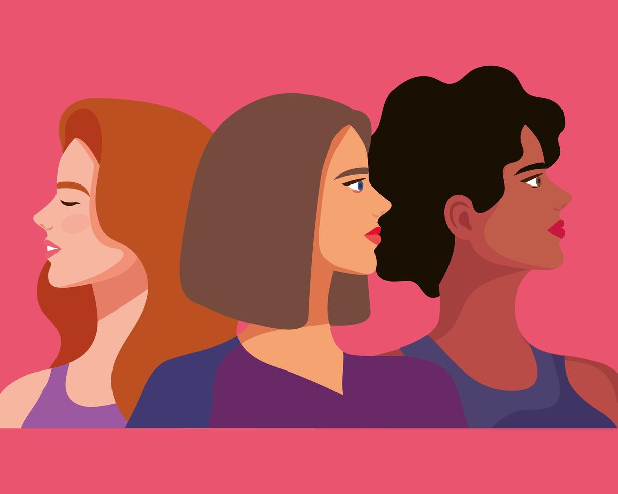 three beautiful women characters vector