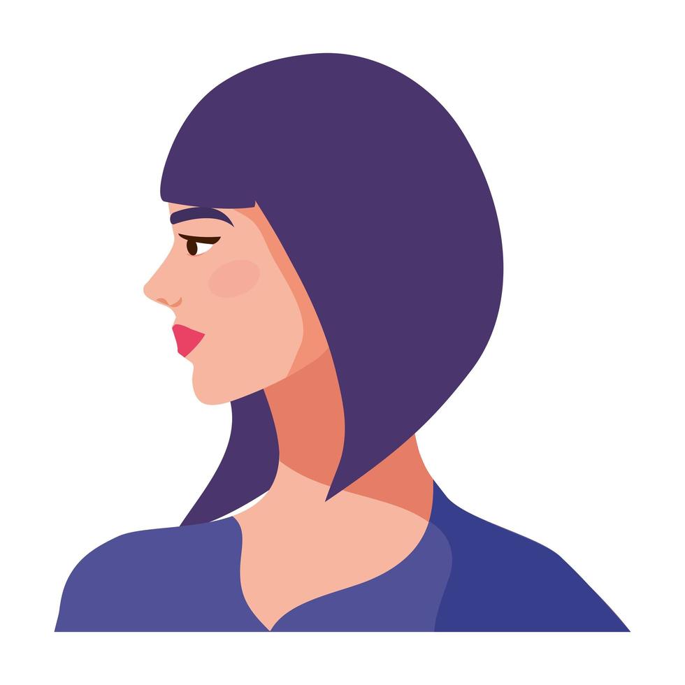 mujer de pelo morado vector