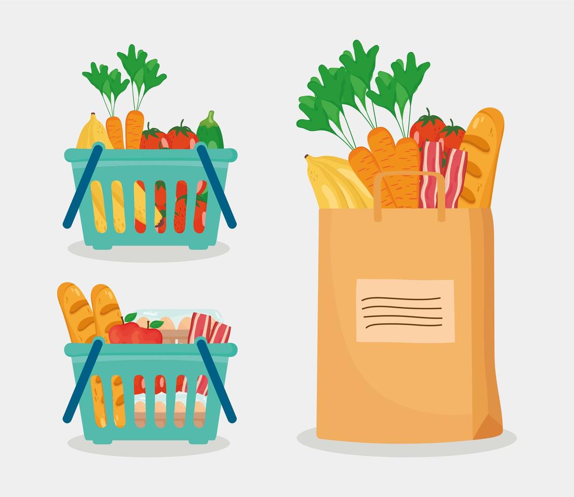 Groceries icon collection vector