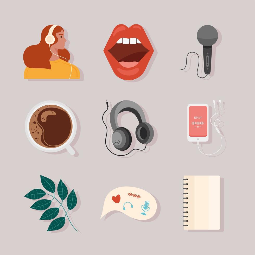 Podcast symbol collection vector