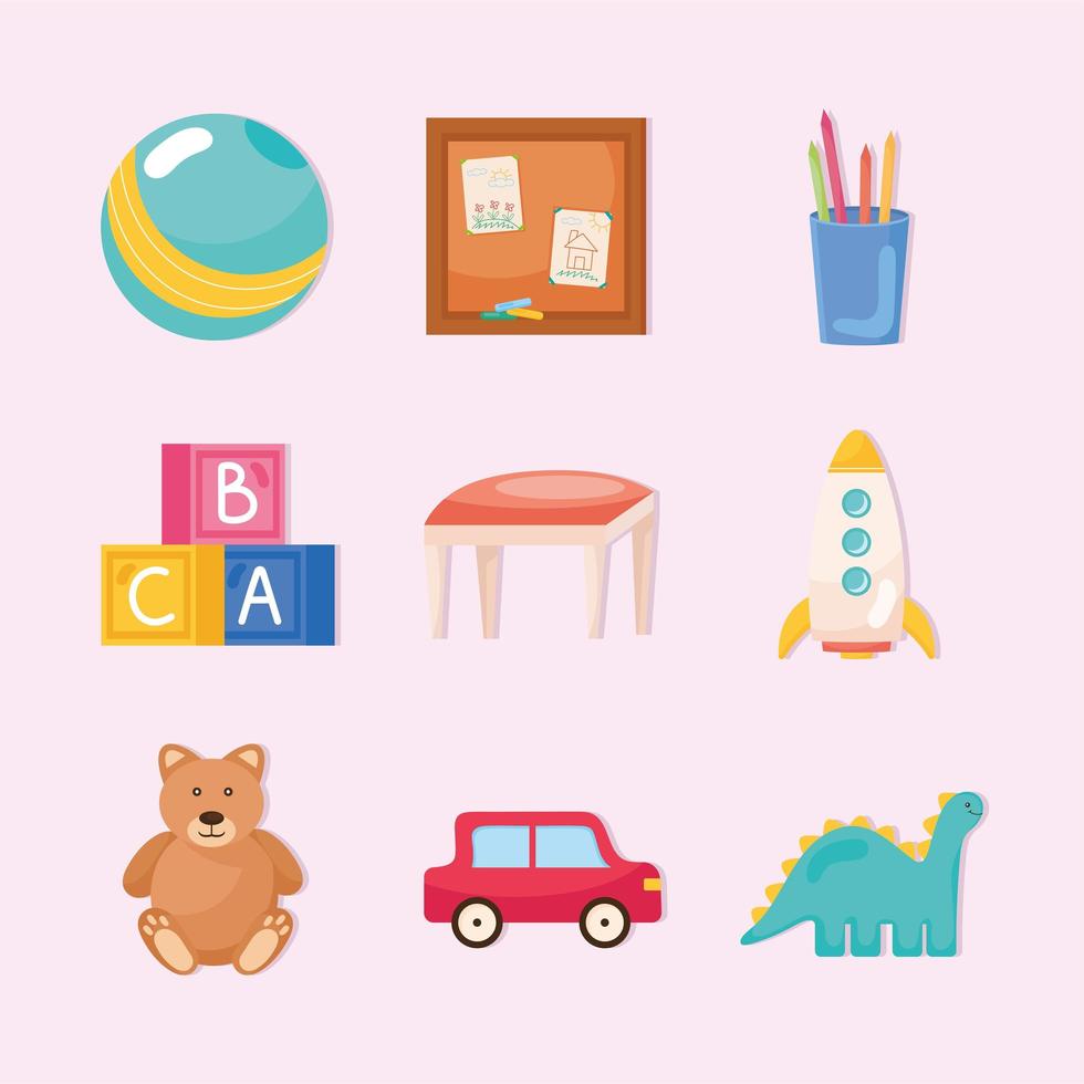 Toys icon group vector