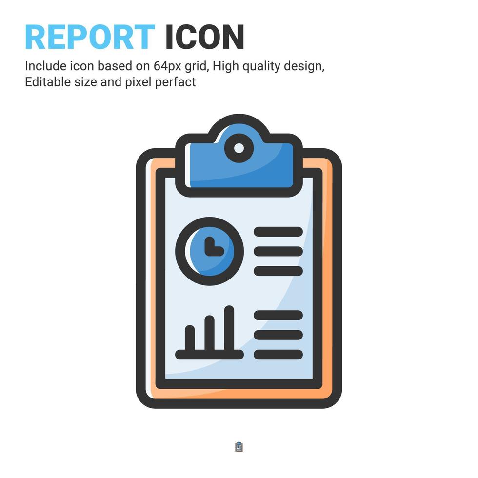 Report icon vector with outline color style isolated on white background. Vector illustration result sign symbol icon concept for digital business, finance, industry, company, apps, web and project