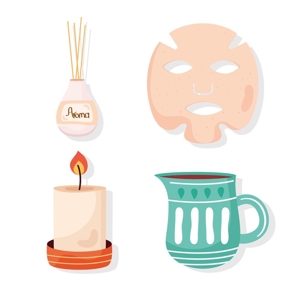 four home spa icons vector