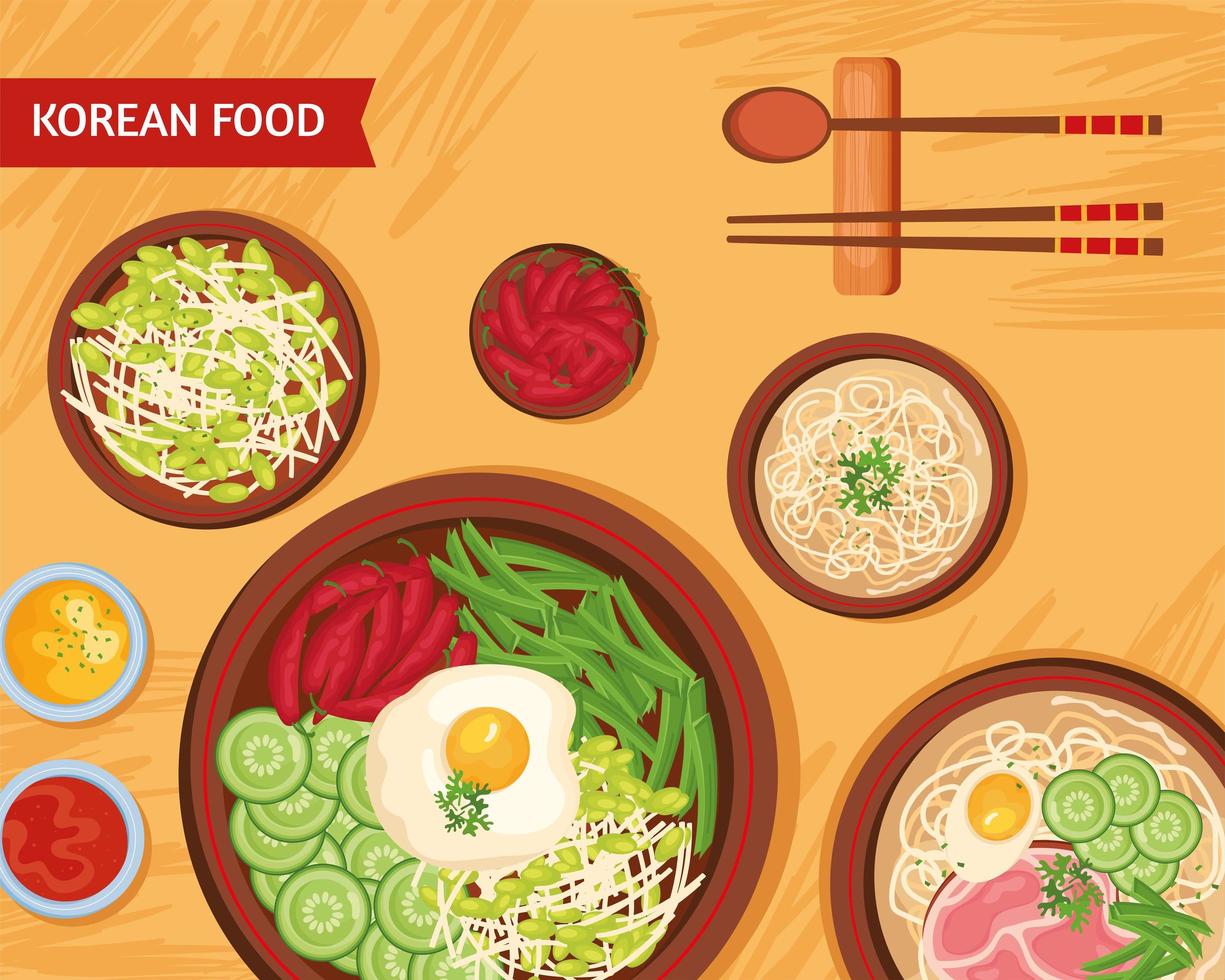 menú de comida coreana vector