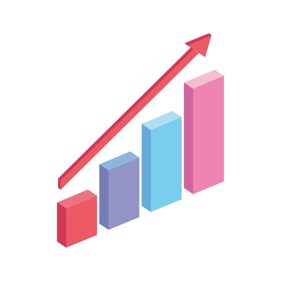 statistics bars and arrow vector