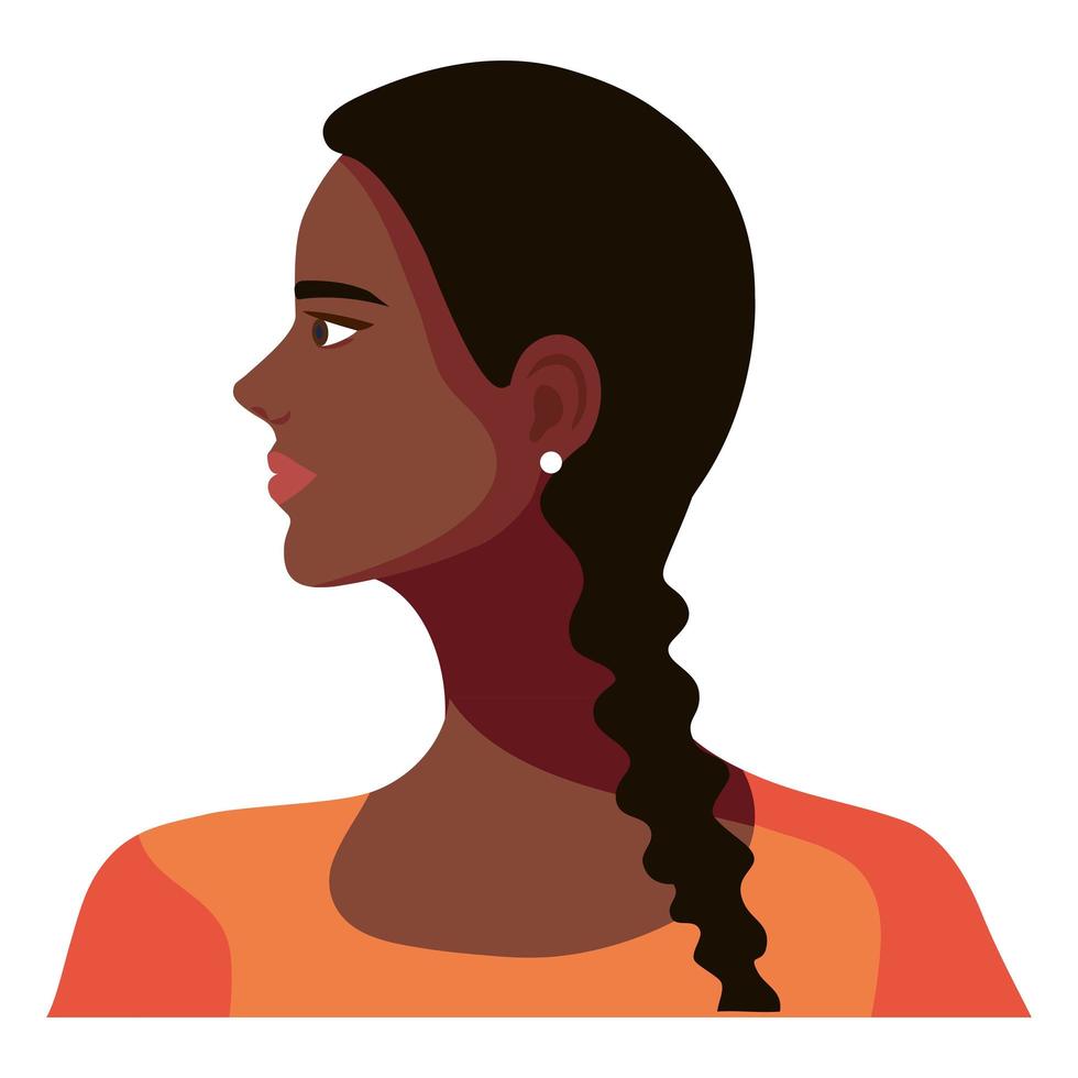 mujer joven afro vector