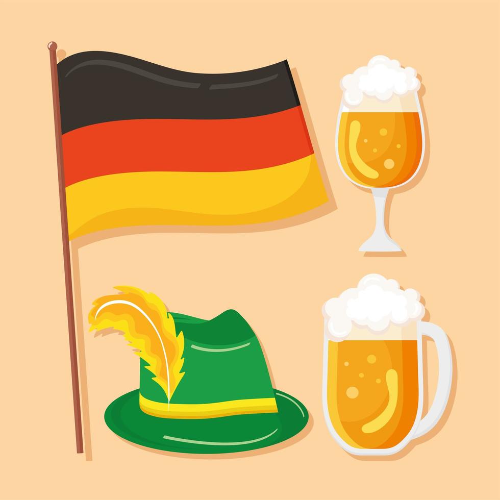 oktoberfest traditional icons vector