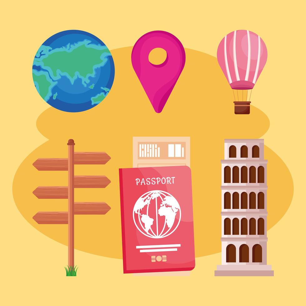 six tourism day icons vector