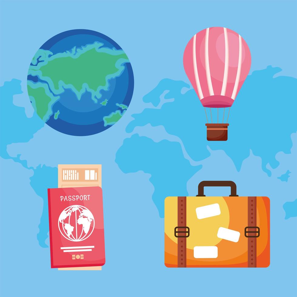 four tourism day icons vector