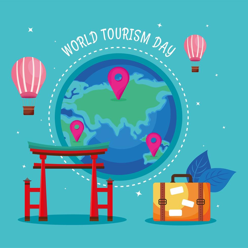 world tourism day card vector