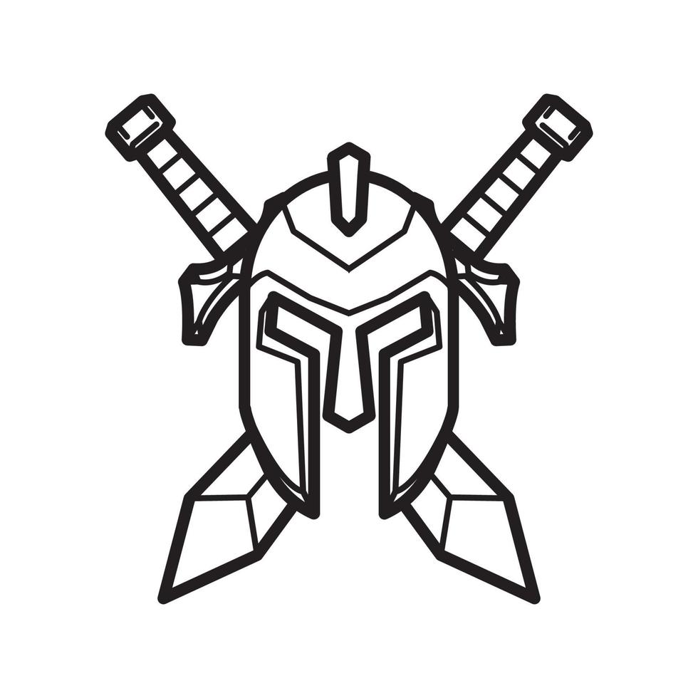 medieval mask and sword icon vector
