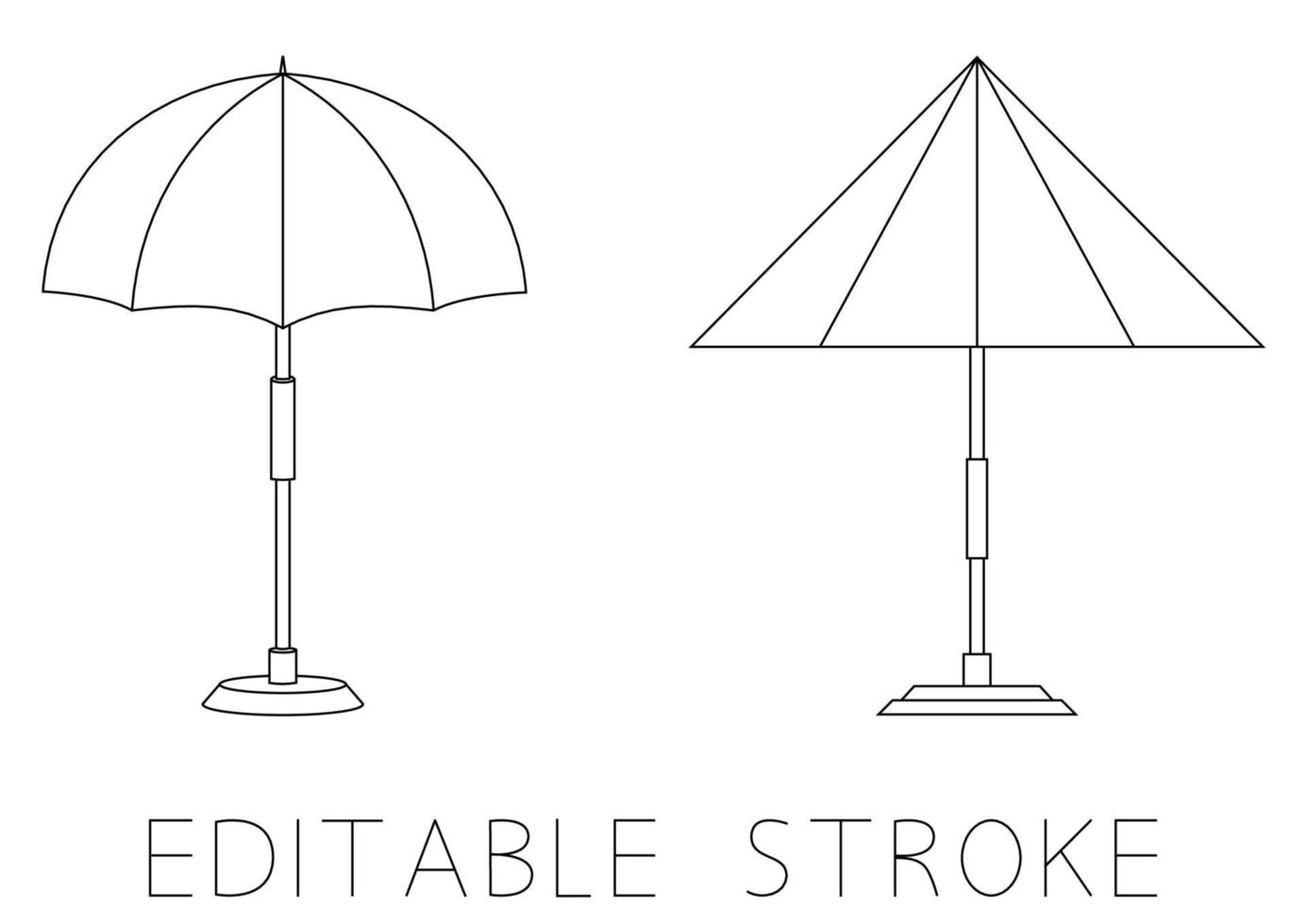 Beach Umbrella. Beach or pool umbrella linear icon. Thin line illustration. Contour symbol. The symbol of a holiday by the sea. Editable stroke. Vector