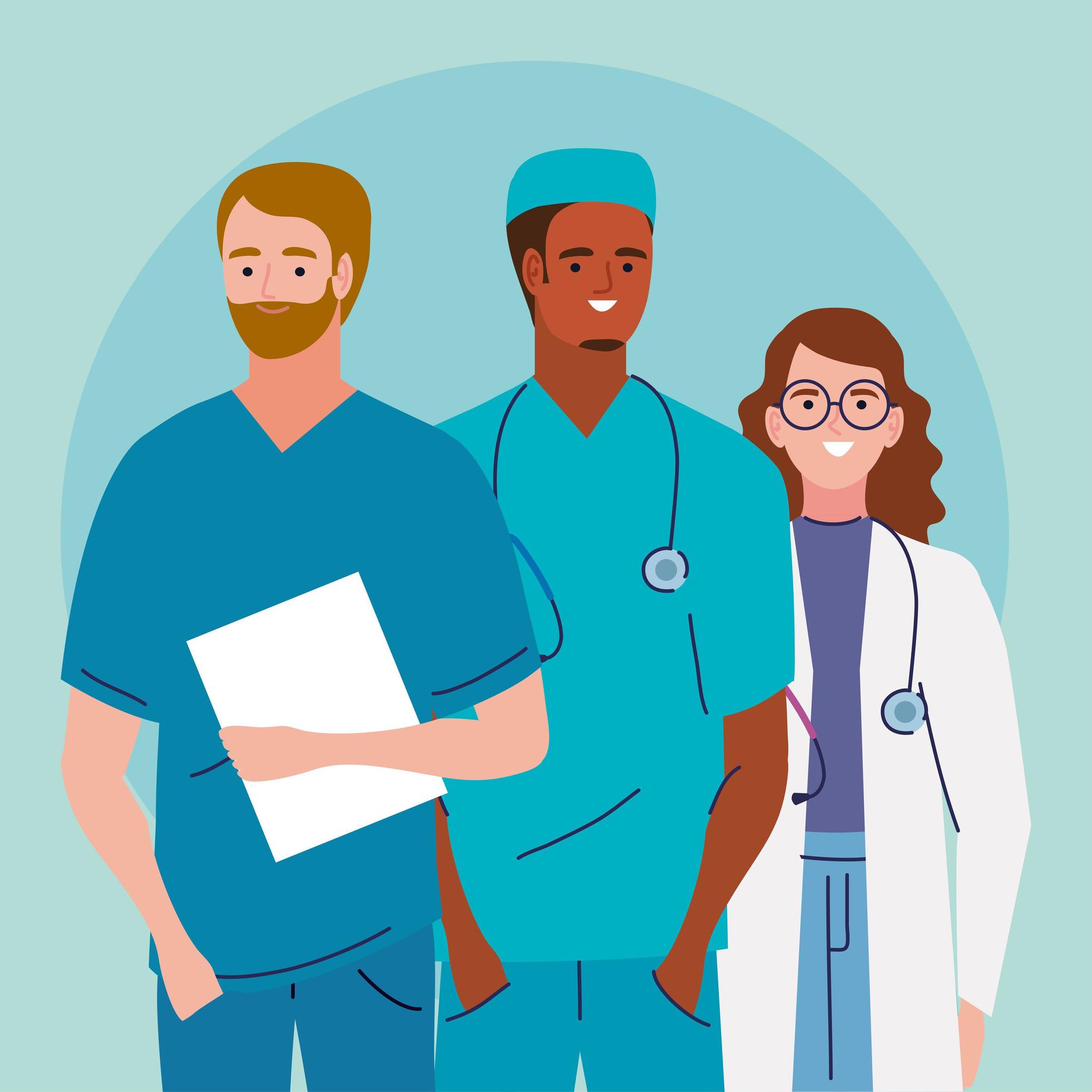 three medical staff characters 4212864 Vector Art at Vecteezy