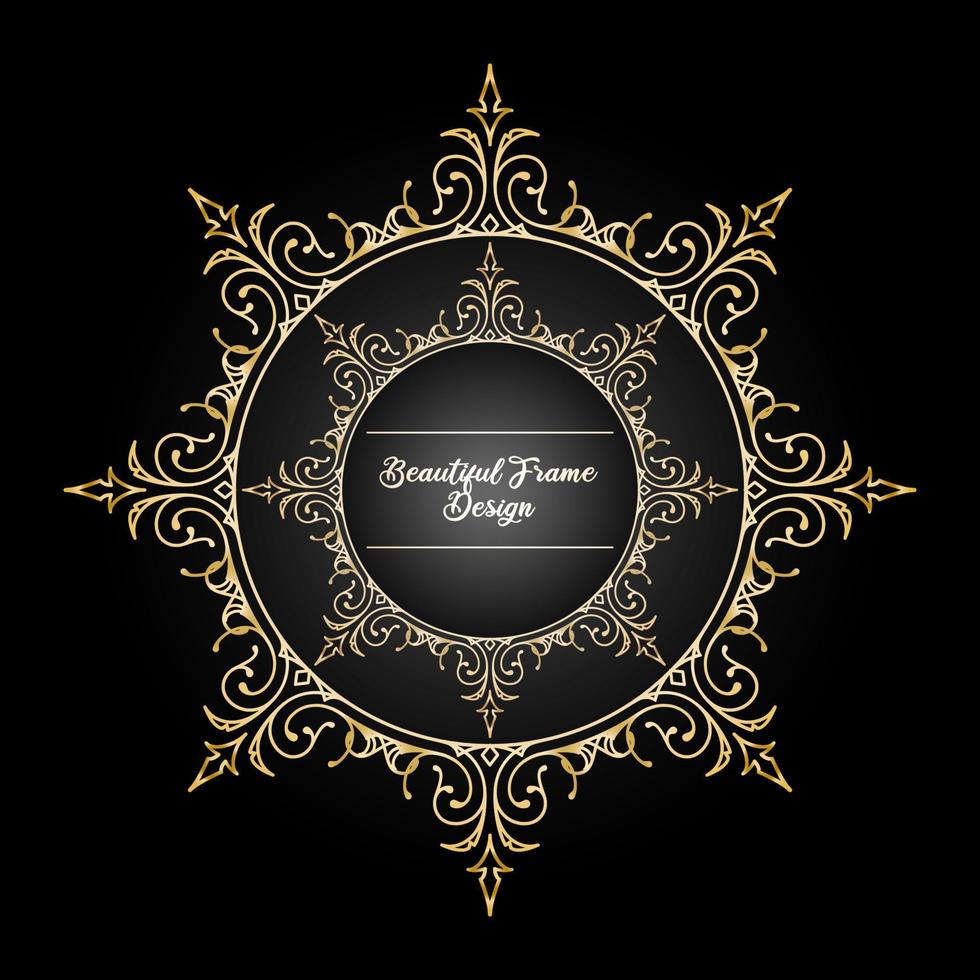 elegant rounded frame in gold vector