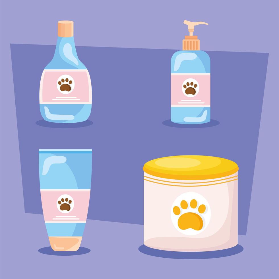 icons with dog grooming products vector