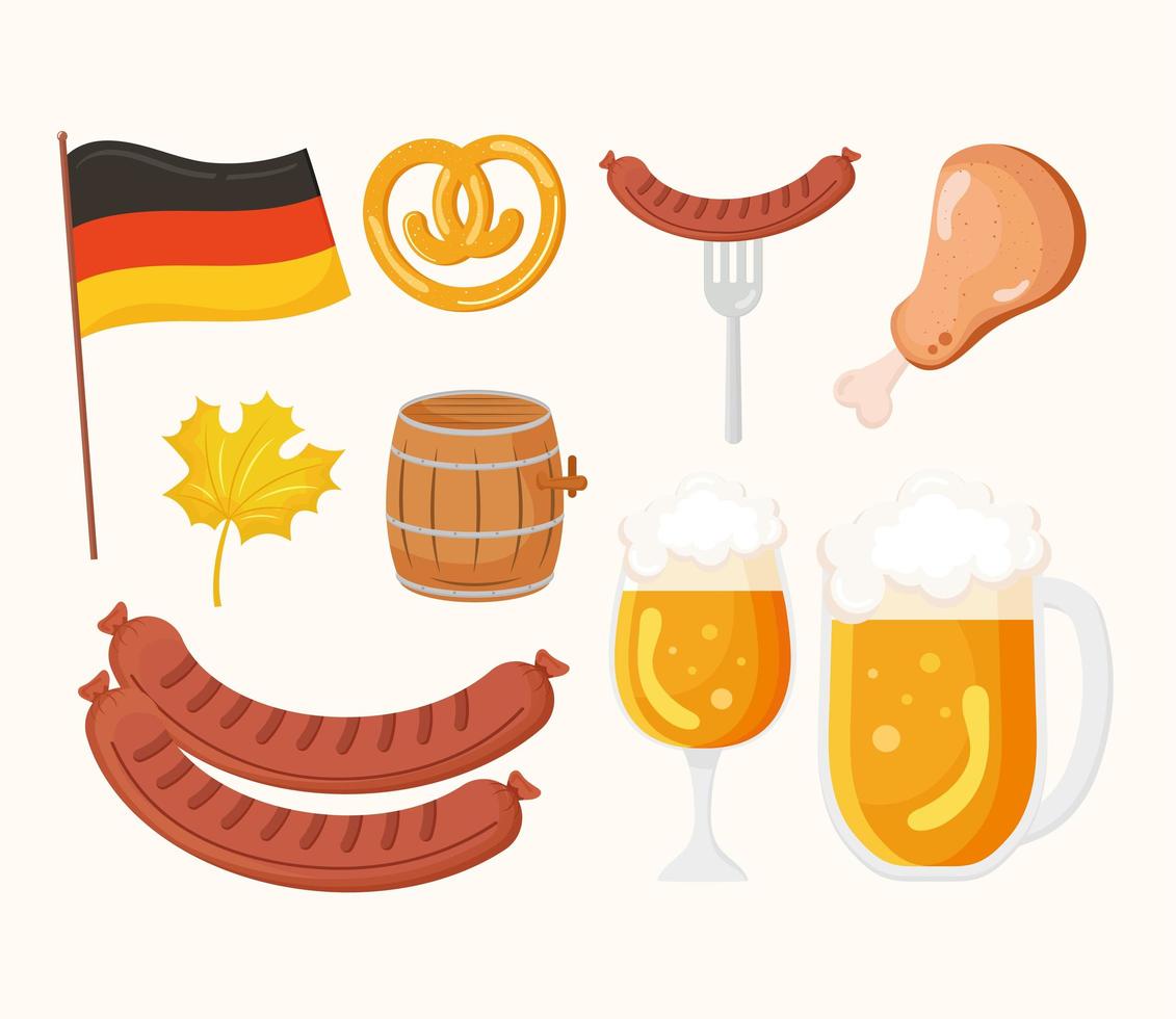 iconos tradicionales de oktoberfest vector