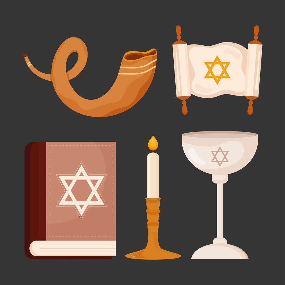 five jewish icons vector
