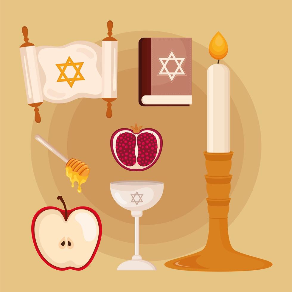 seven jewish icons vector