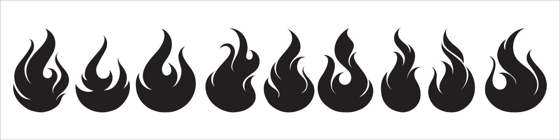 fuego, llamas, siluetas, vector, eps, 10 vector