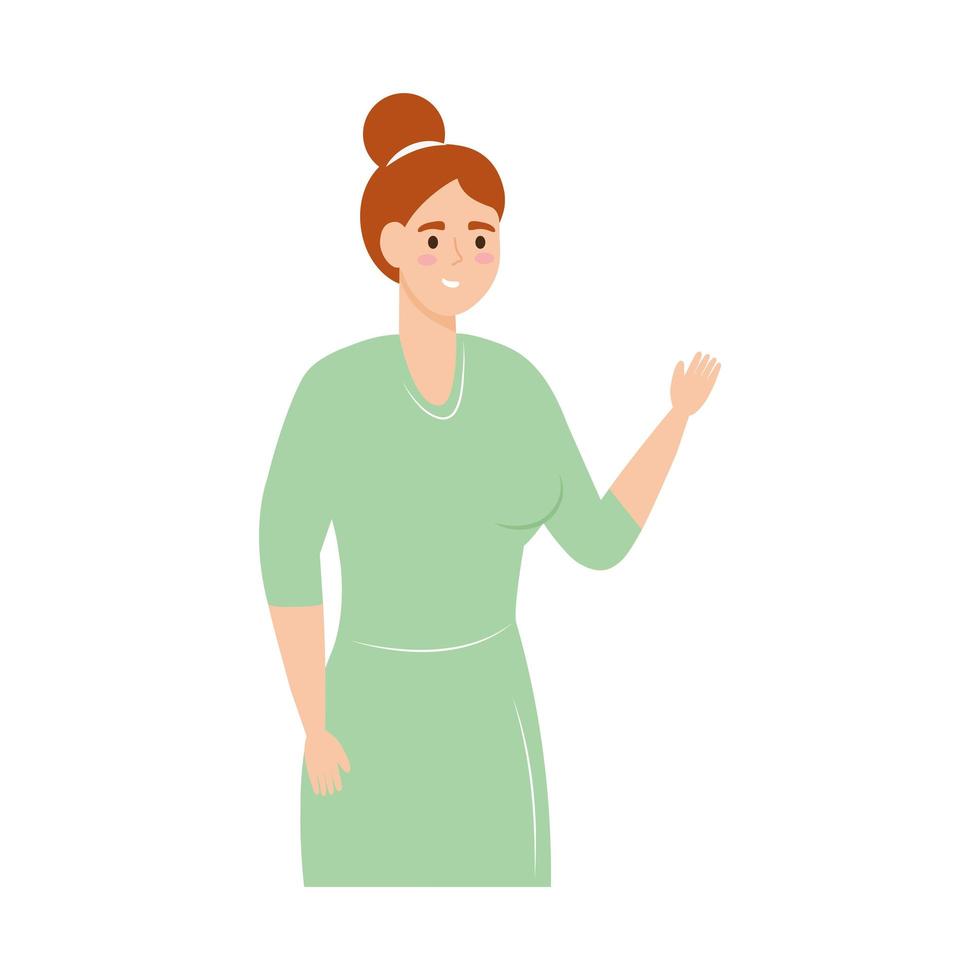 woman waving hand avatar vector
