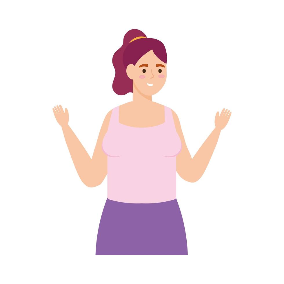 woman waving hands vector