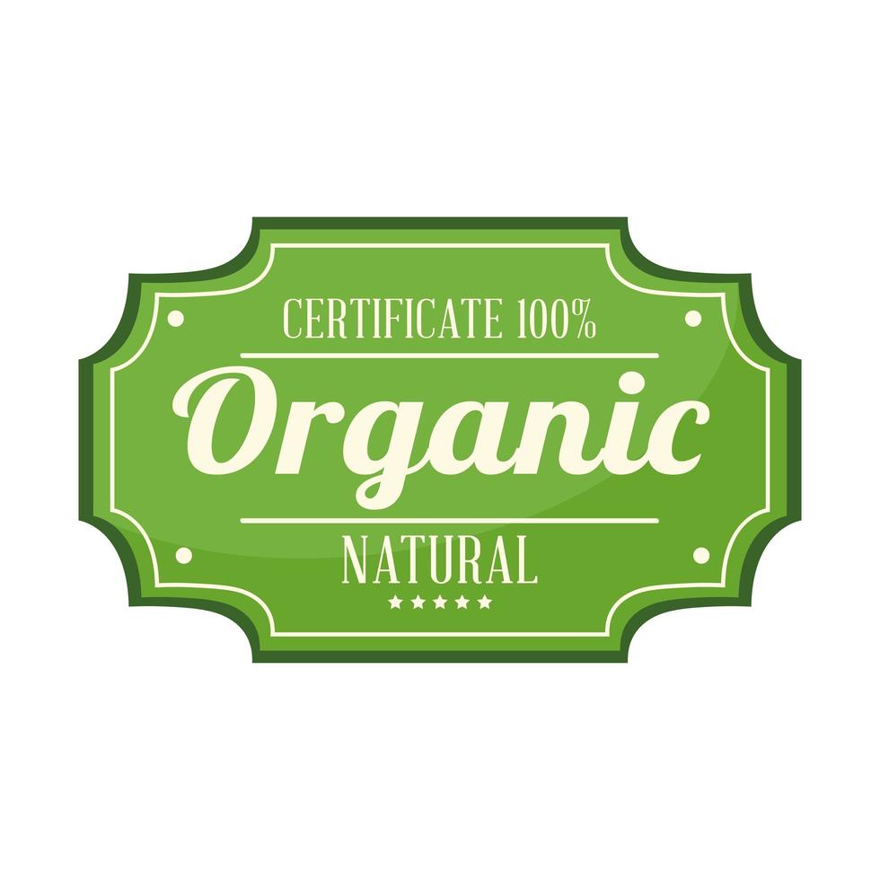certificado 100 natural orgánico vector