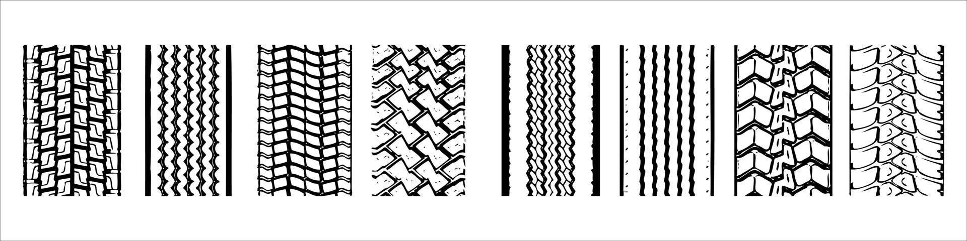 varias huellas de neumáticos vector