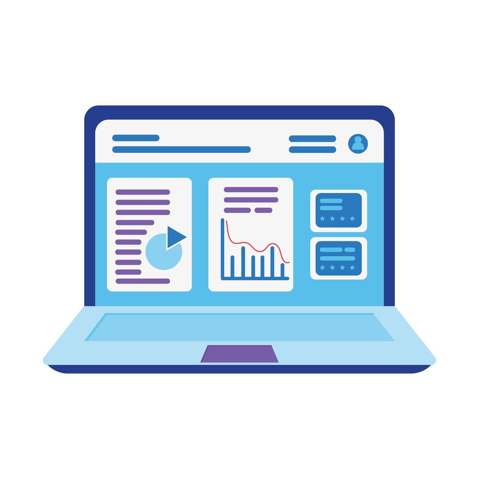 laptop with statistics vector