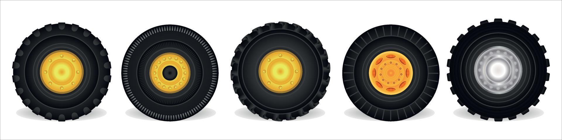 car wheels set vector
