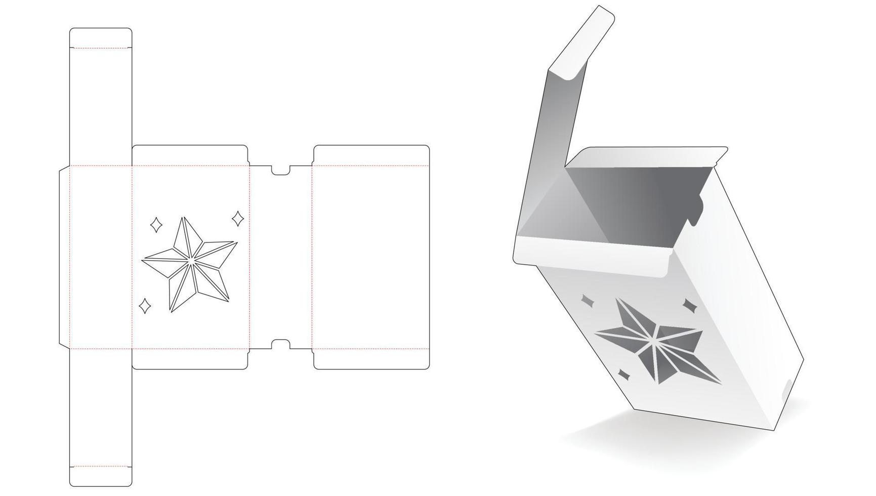 Cardboard packaging with stenciled Christmas star die cut template vector