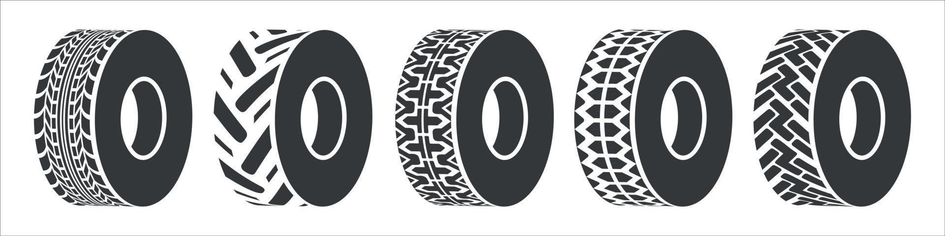 Car wheels icons set vector