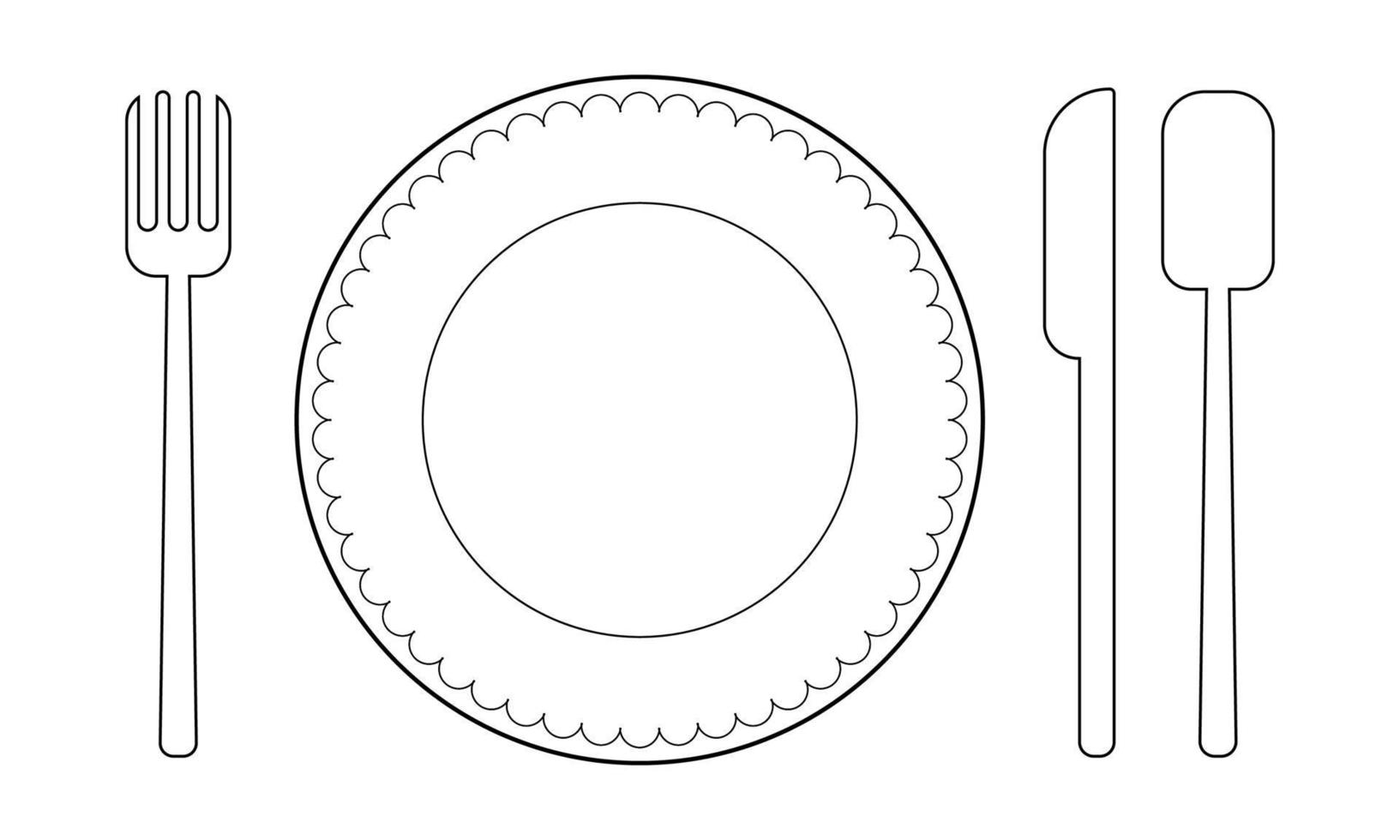 Fork, knife, Spoon and dinner plate. Icon vector illustration