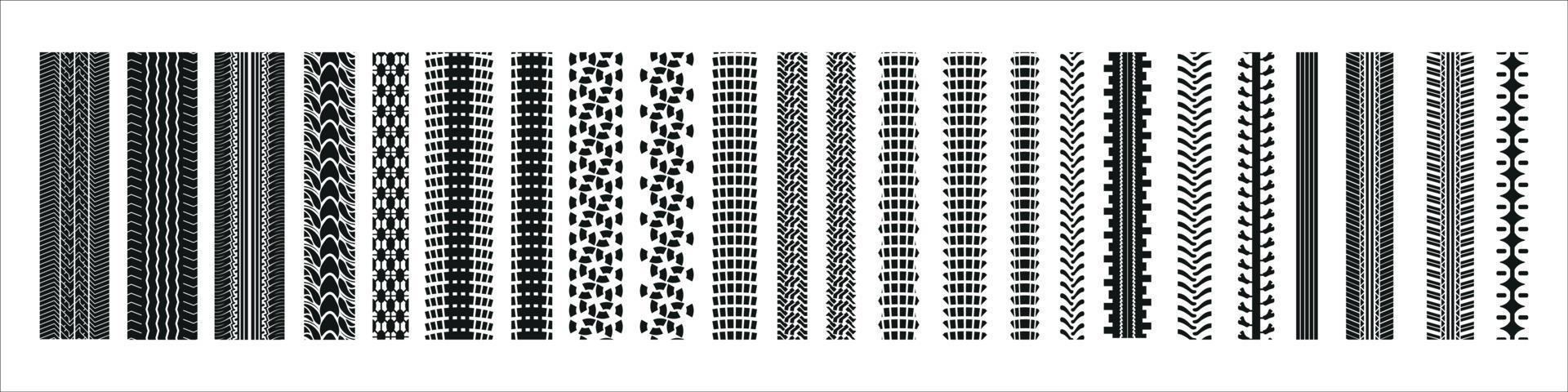 Tire prints, car tyre tracks isolated vector marks