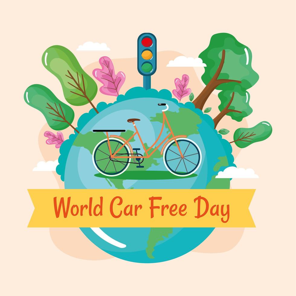 car free day postcard vector