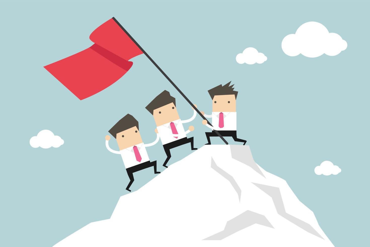 Businessman Team Climbing atop Peak, Teamwork concept. vector