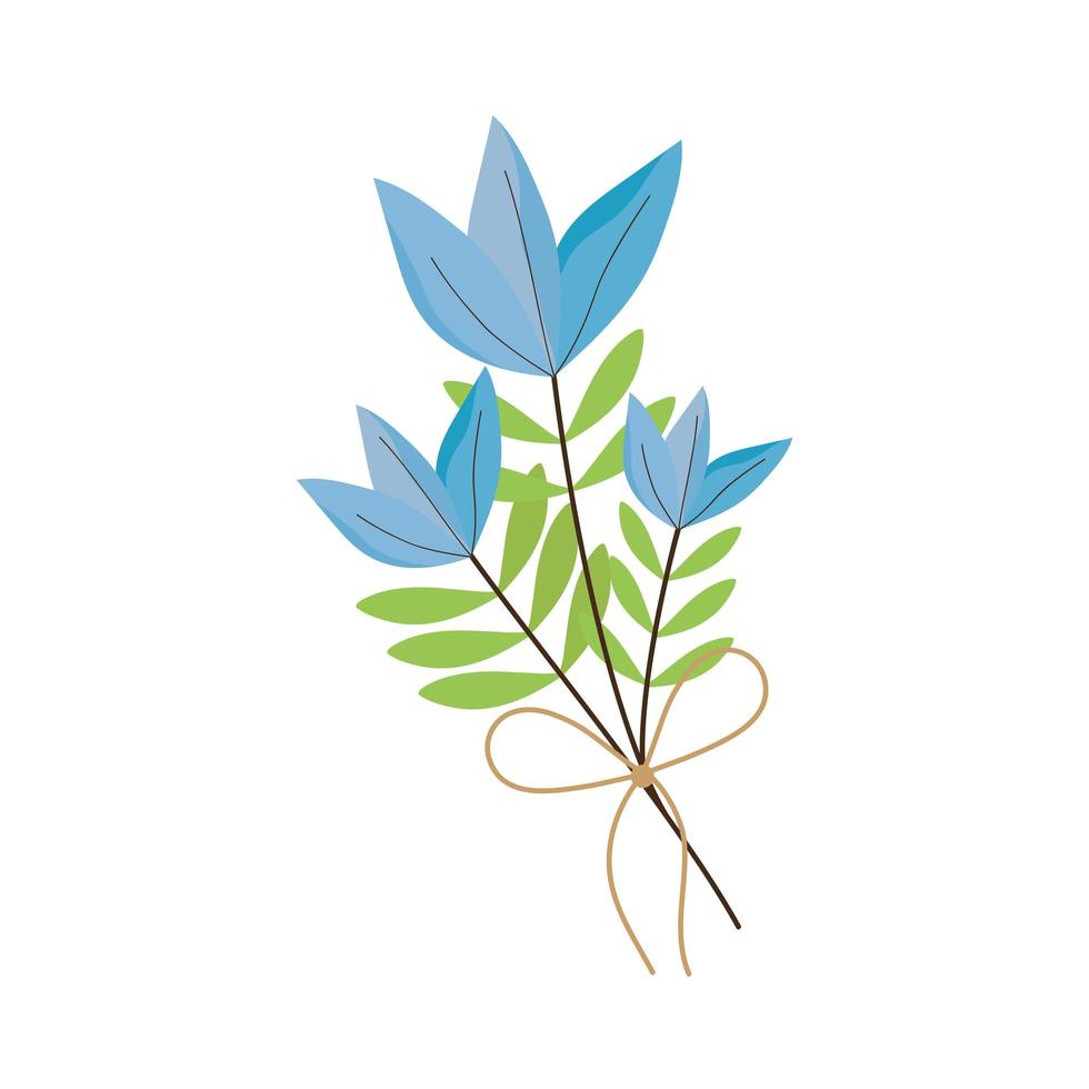 blue flowers with branch vector