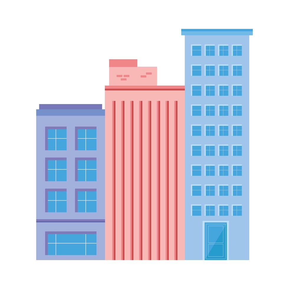 ciudad de tres edificios vector