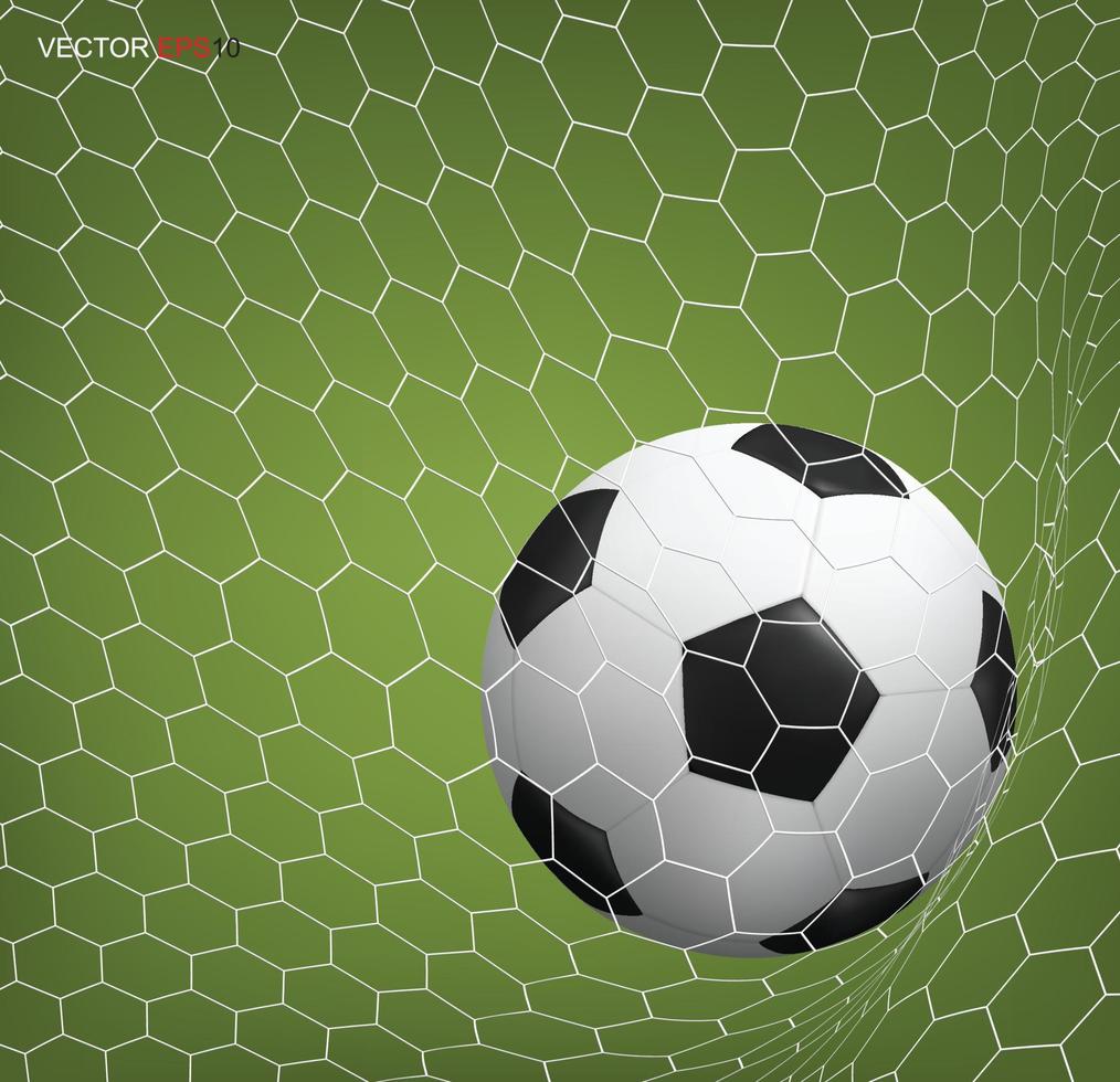 Soccer football ball in goal and white net. Vector. vector