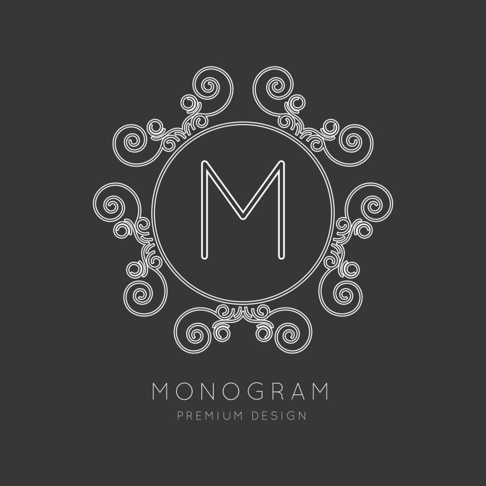 Simple and graceful monogram design template, Elegant lineart logo design. vector