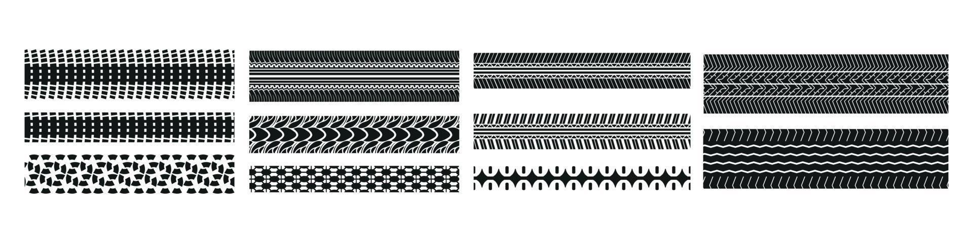 Tire tracks set vector