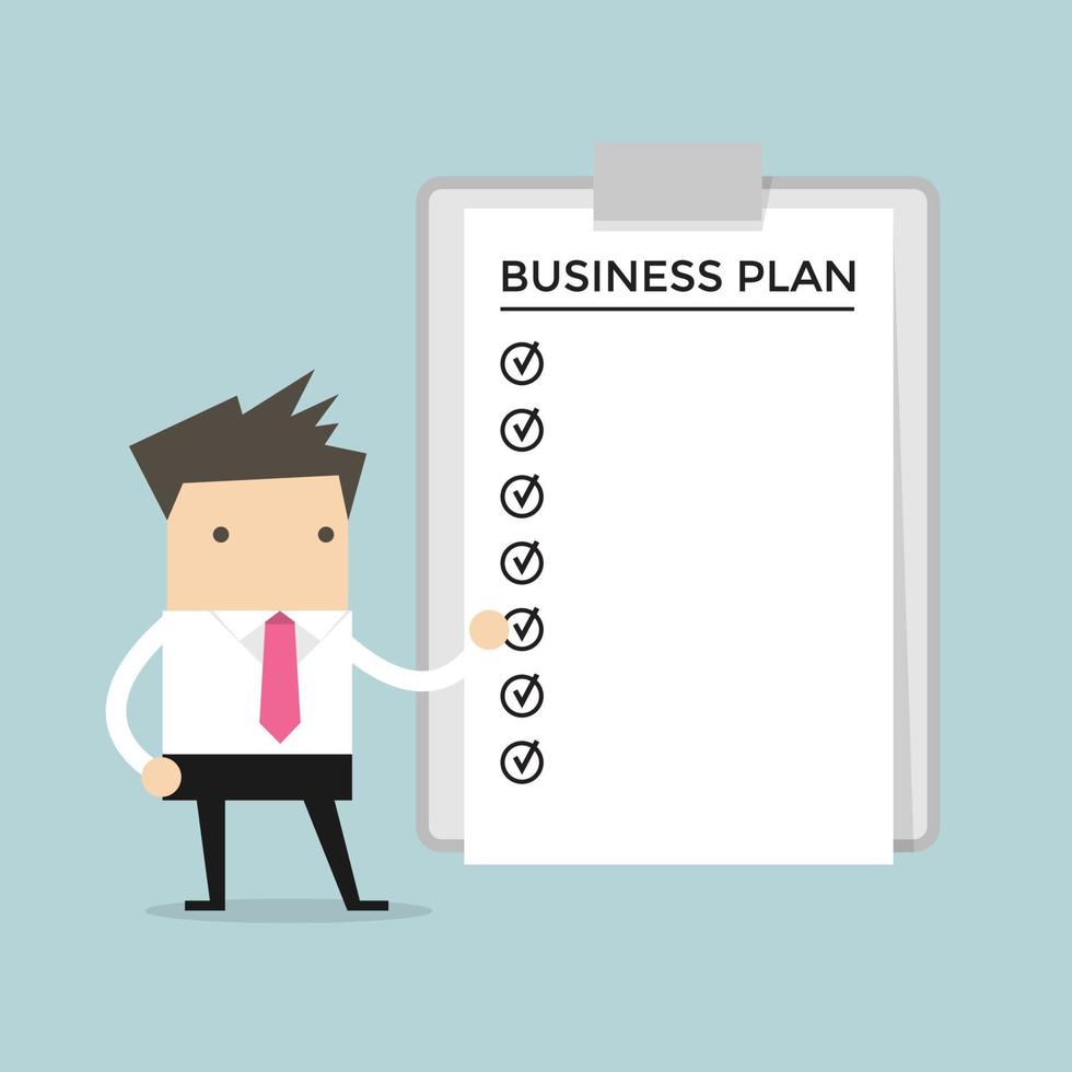 Businessman show a business plan. vector