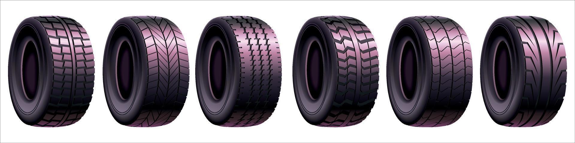 car wheels set vector